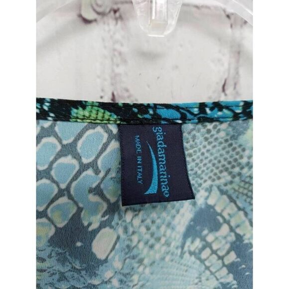 Giadamarina Womens Swim Cover Up Blue Black Snake Print Tie Keyhole Neck OS - Picture 4 of 4